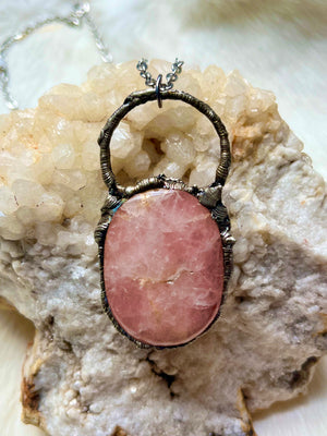 Rose Quartz Worry Stone Necklace