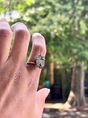 Pyrite Cube 6 Prong Ring