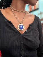 Mesoamerican Stepped Cross Lapis Lazuli Necklace