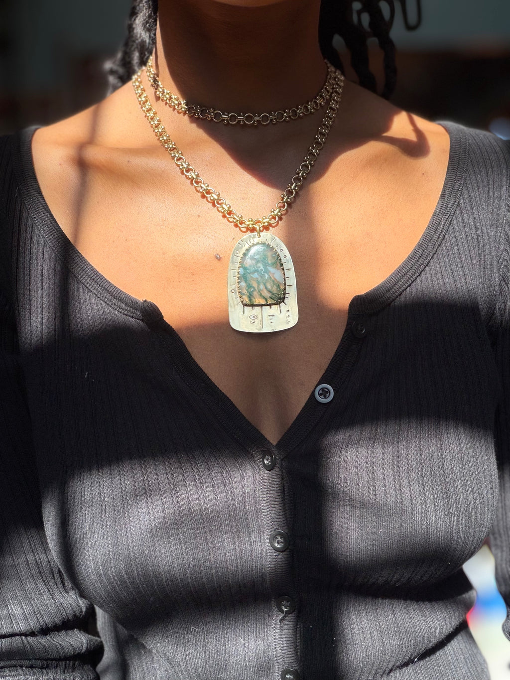 Moss Agate Earthbound Talisman Necklace