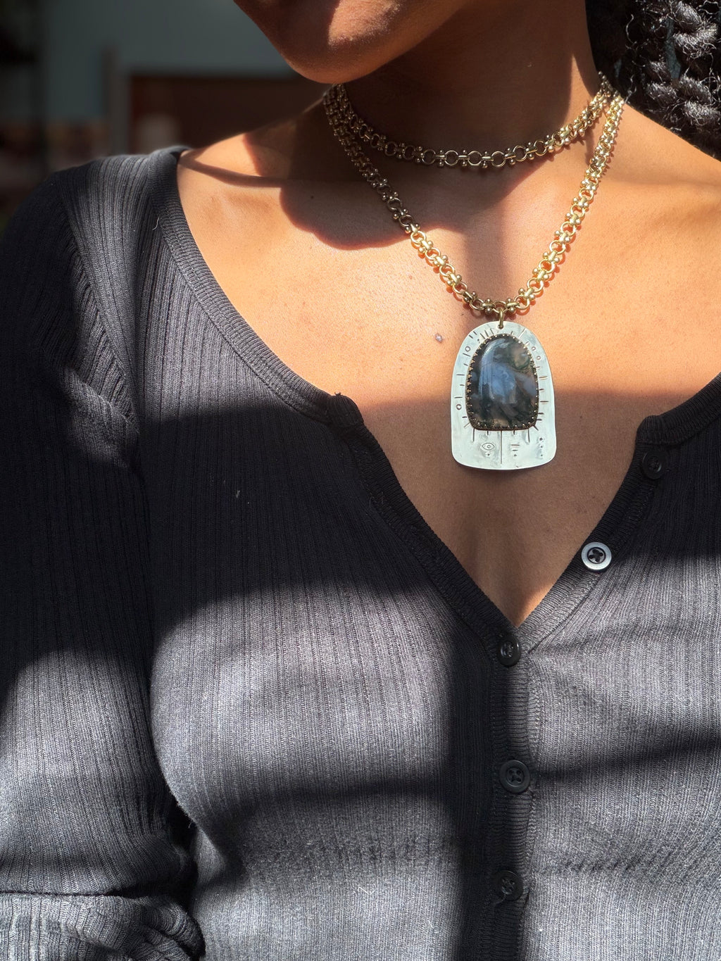 Moss Agate Earthbound Talisman Necklace