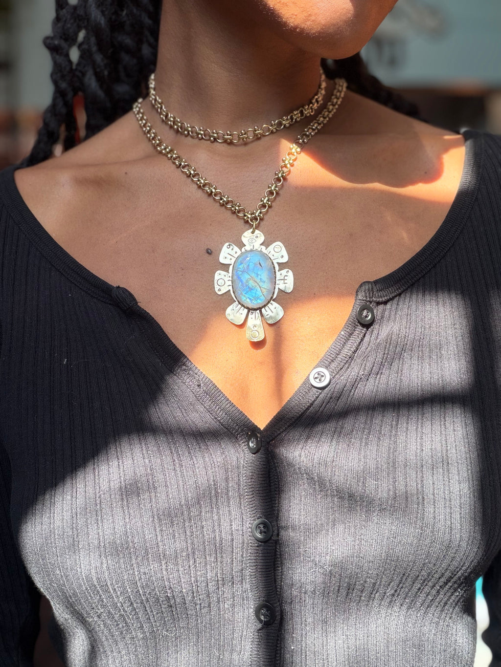 Imperfect Light Rainbow Moonstone Necklace