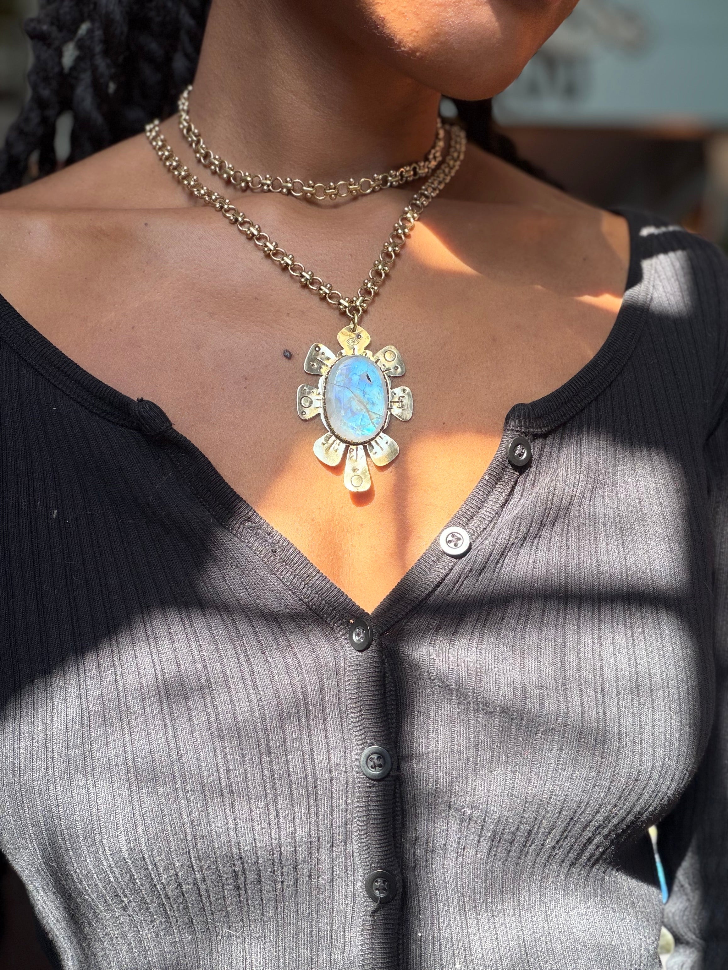 Imperfect Light Rainbow Moonstone Necklace