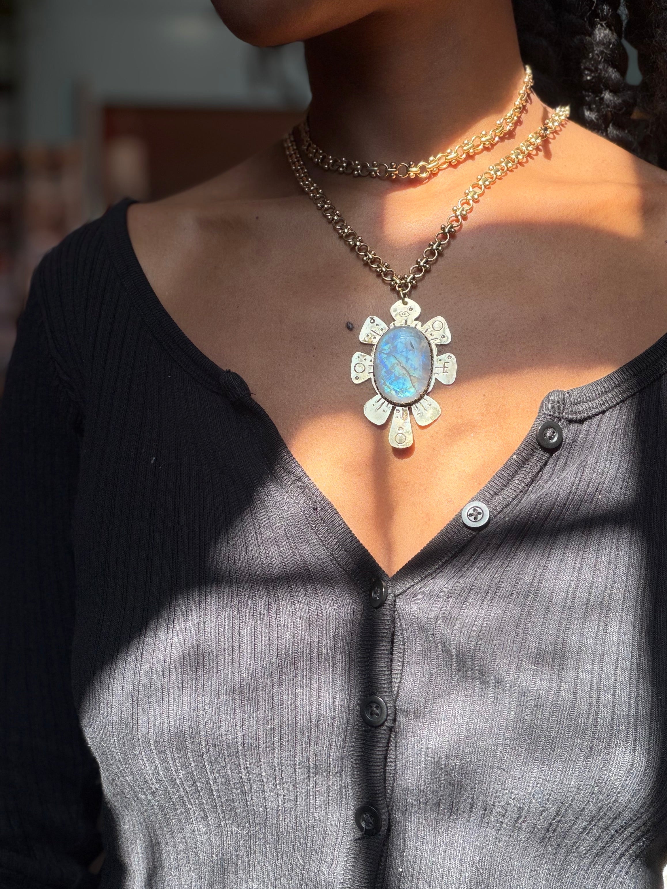 Imperfect Light Rainbow Moonstone Necklace