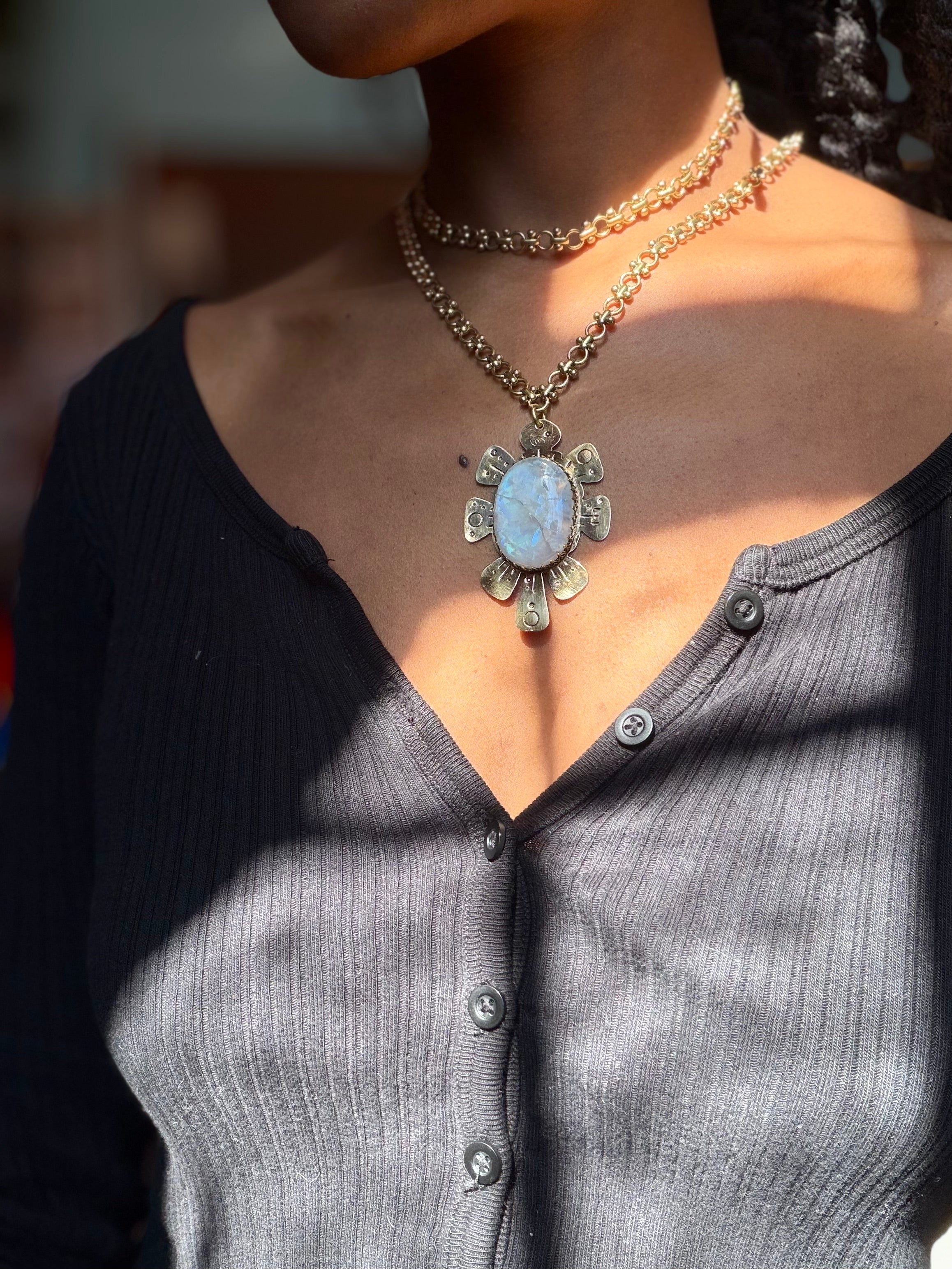 Imperfect Light Rainbow Moonstone Necklace