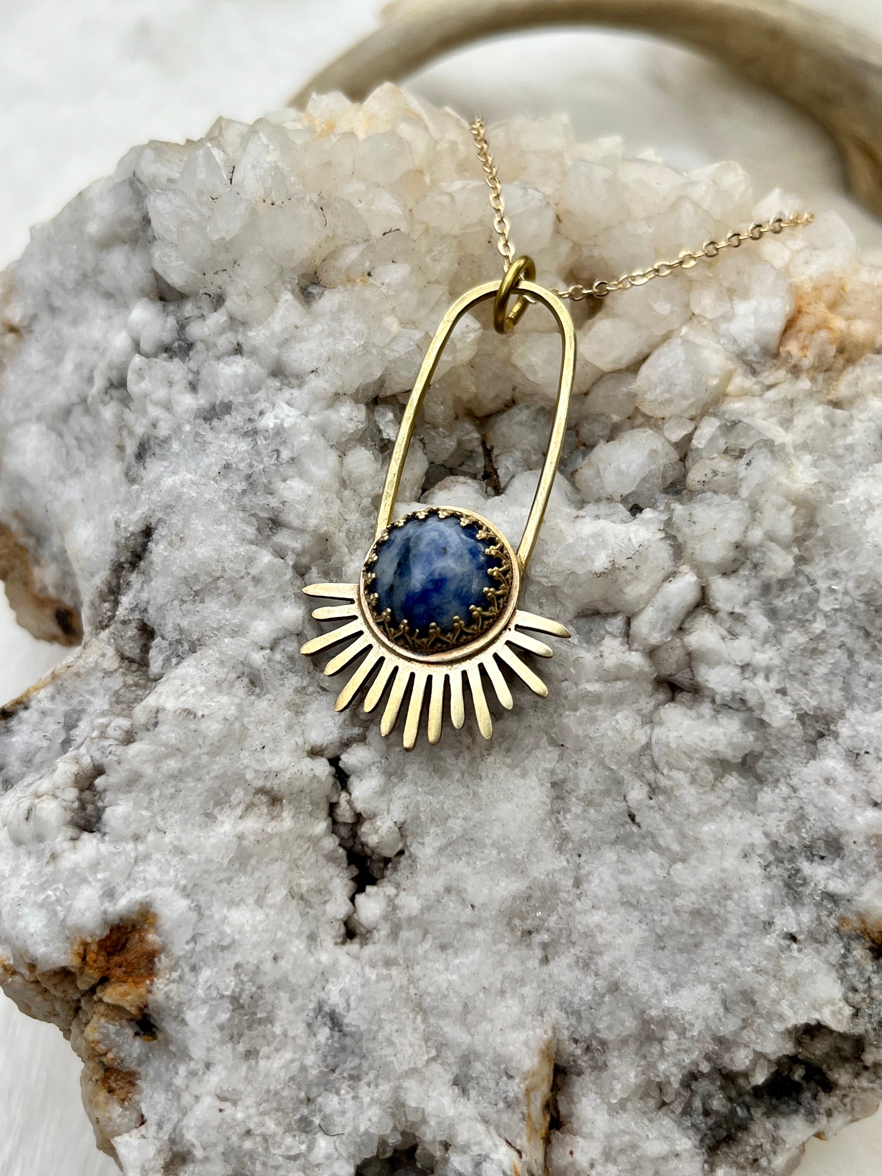 Blue Spot Jasper Aten Sundrop Necklace