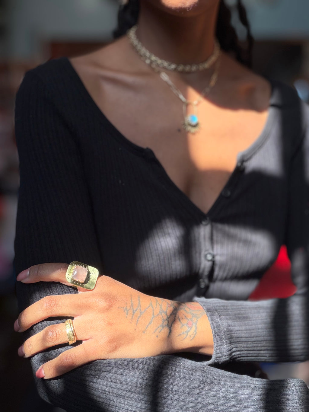 Rose Quartz of Hearts Ring