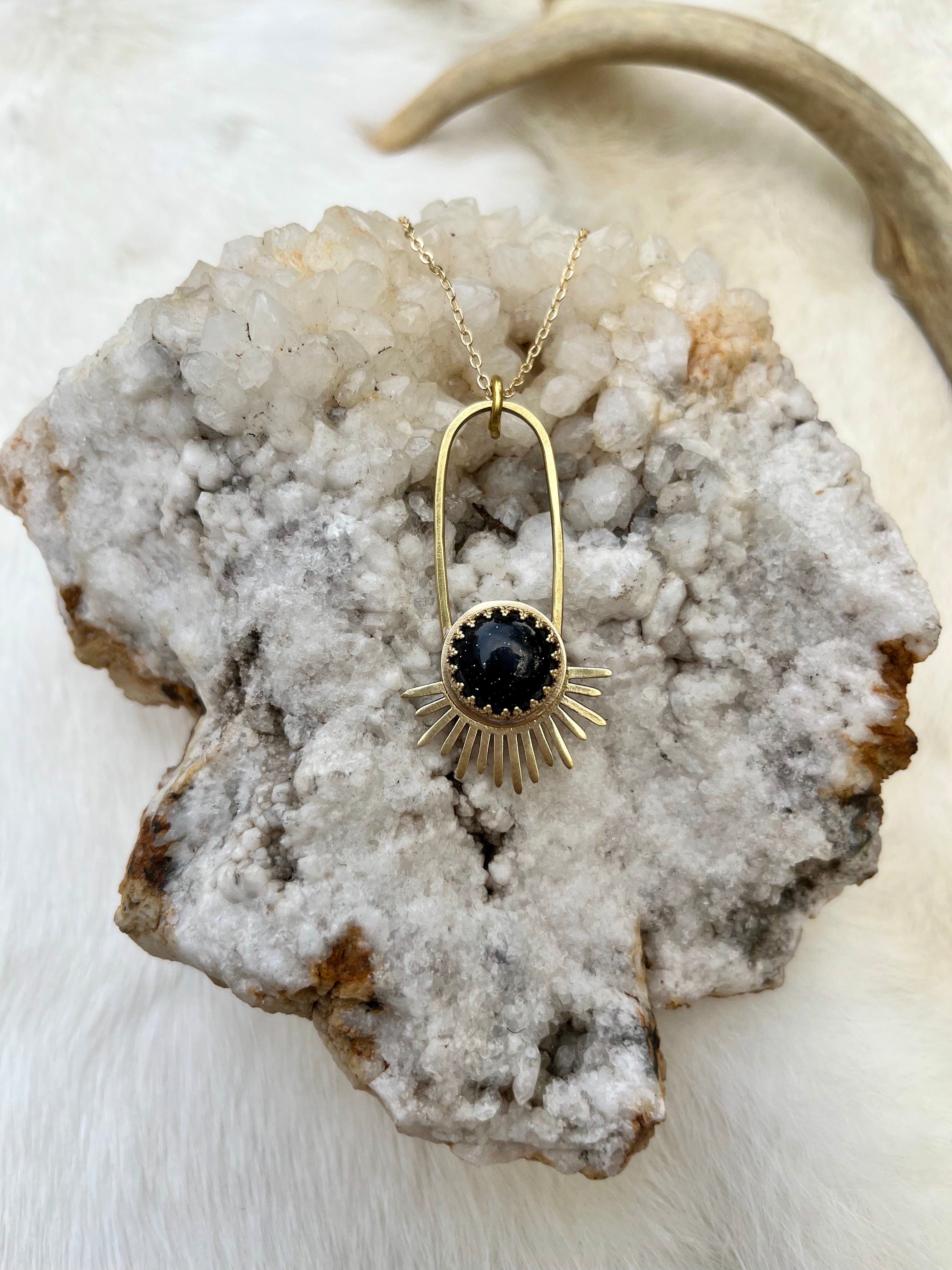 Blue Goldstone Aten Sundrop Necklace First Light