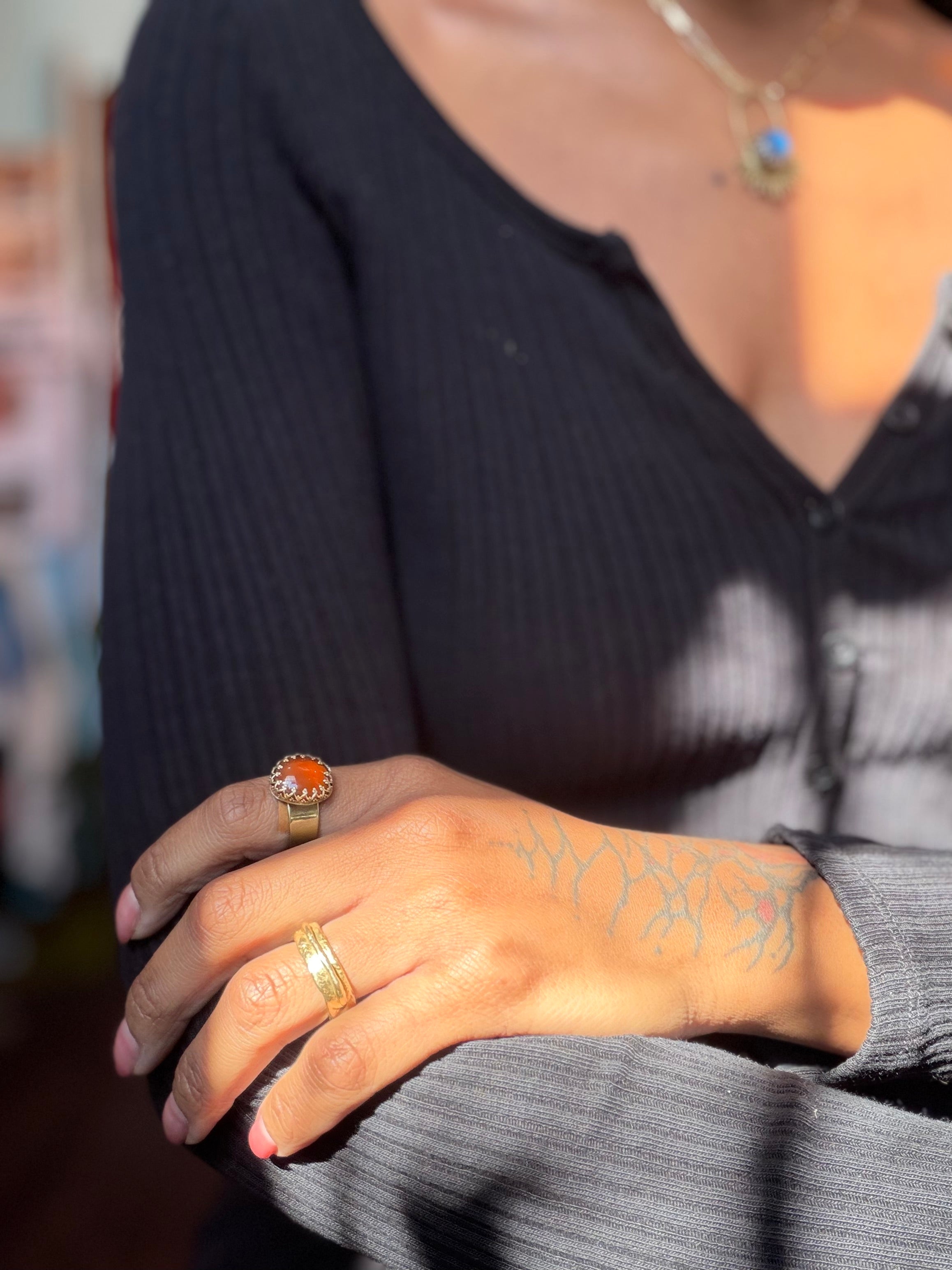 Carnelian Brass Ring