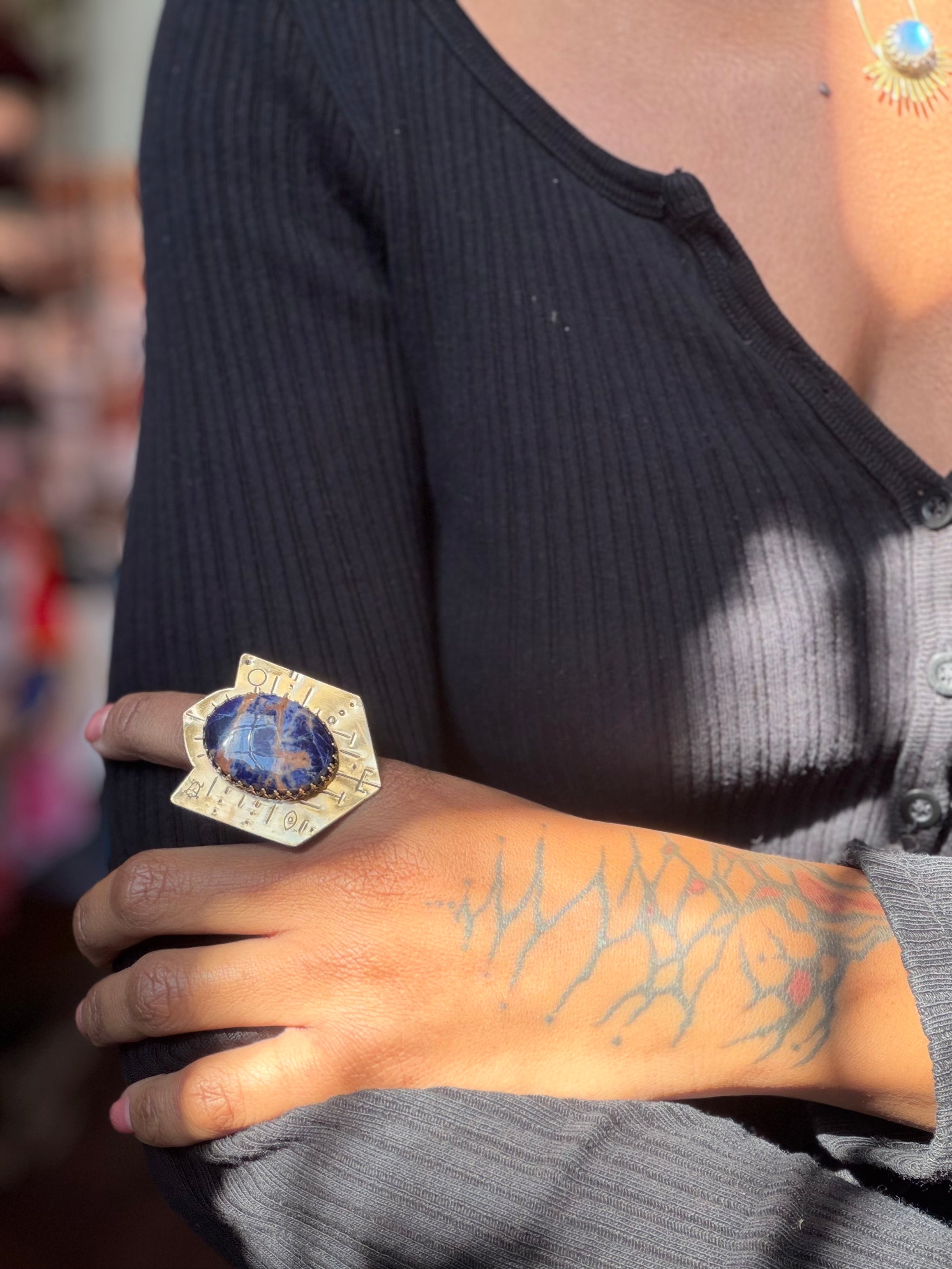 Sodalite Shield Ring