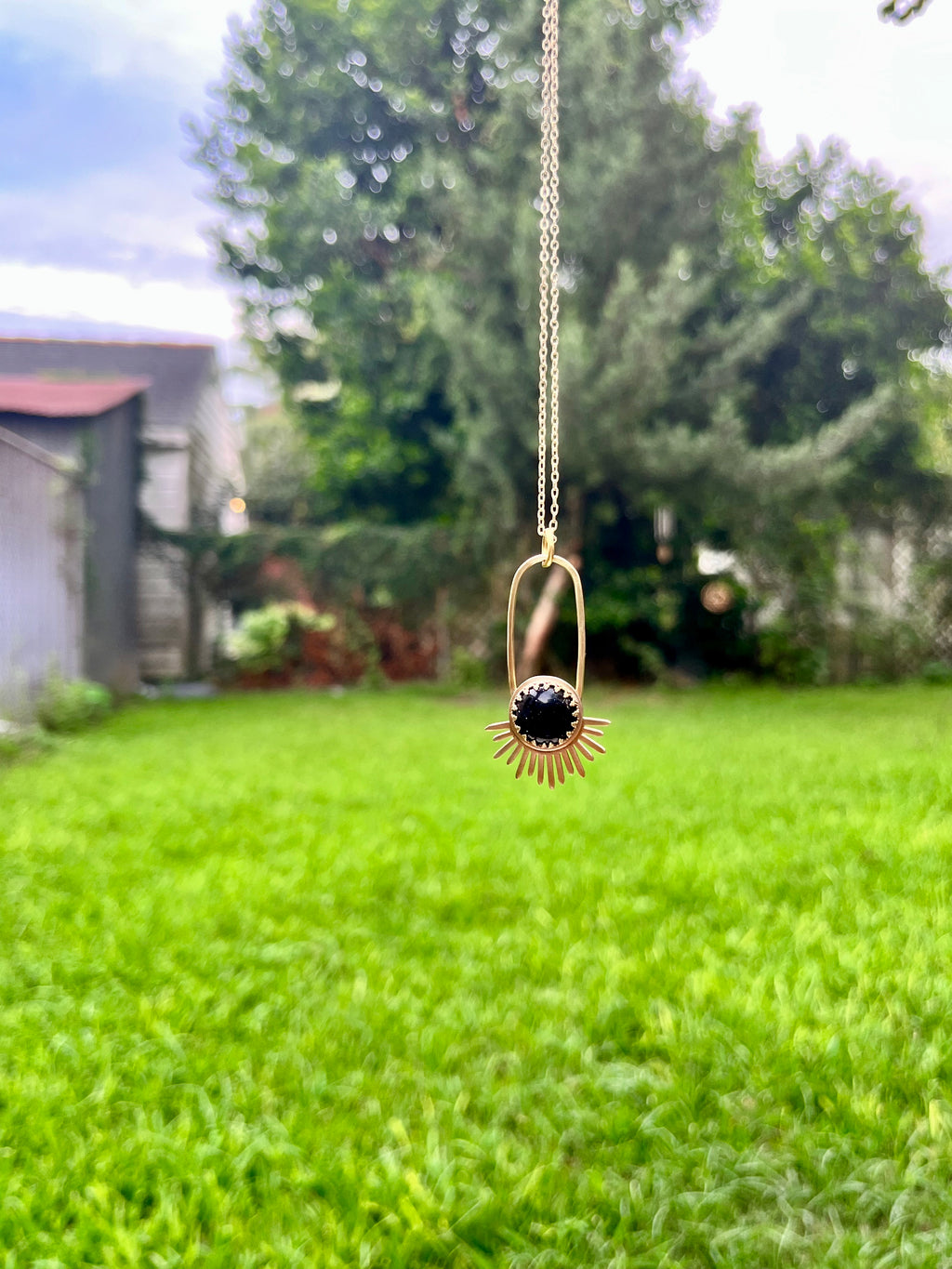 Black Obsidian Aten Sundrop Necklace First Light