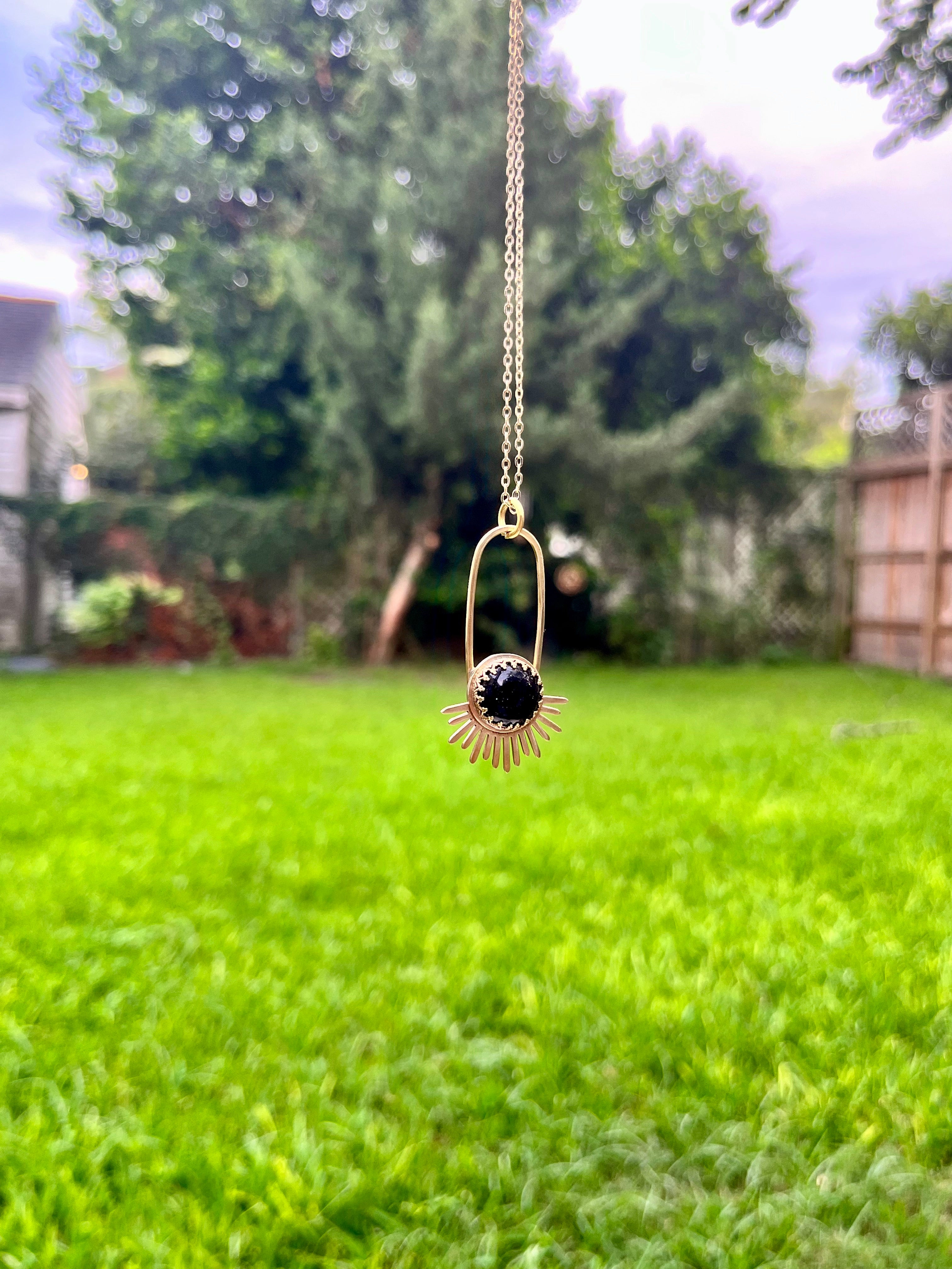 Blue Goldstone Aten Sundrop Necklace First Light