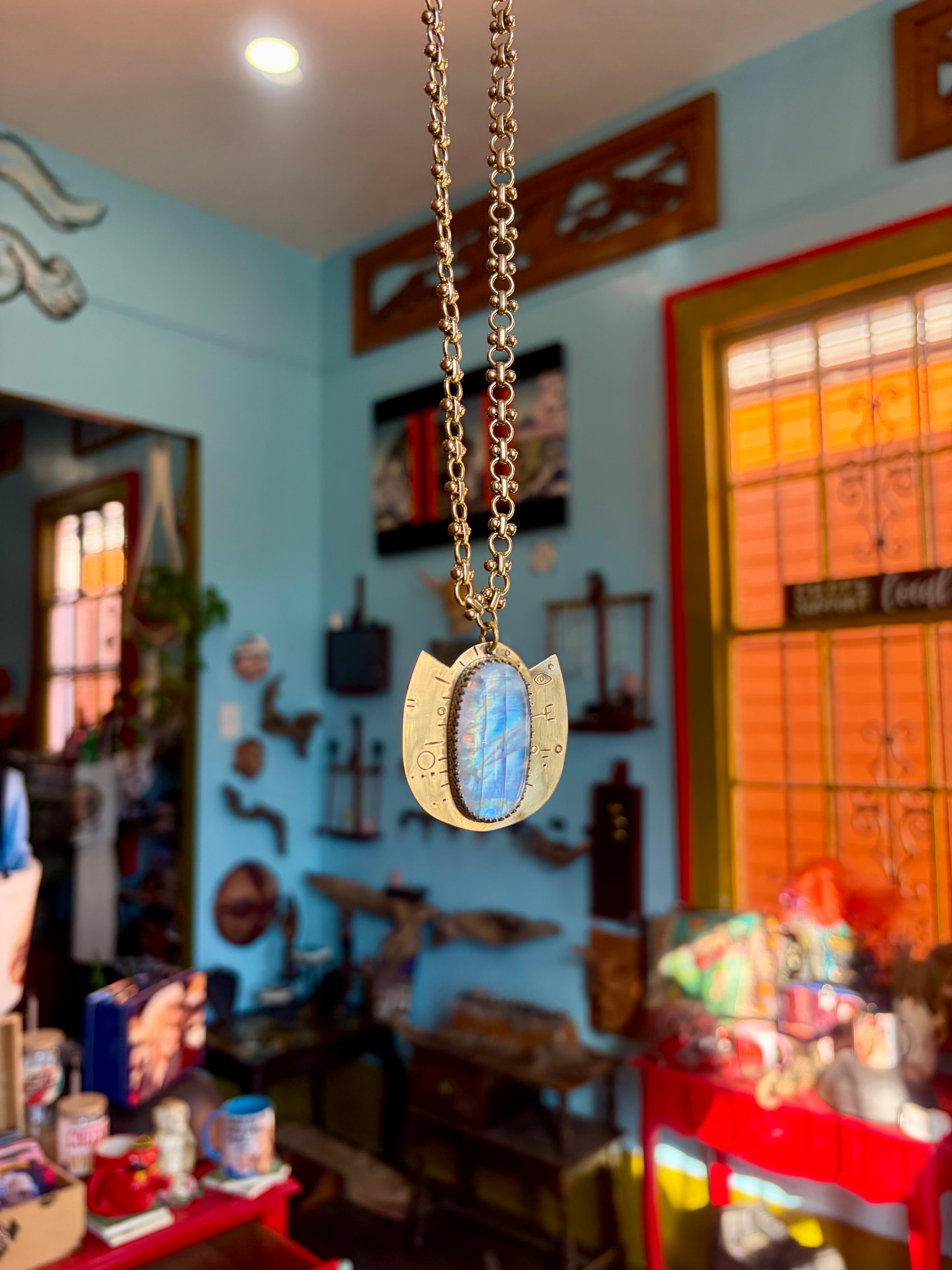 Rainbow Moonstone Winged Insight Talisman