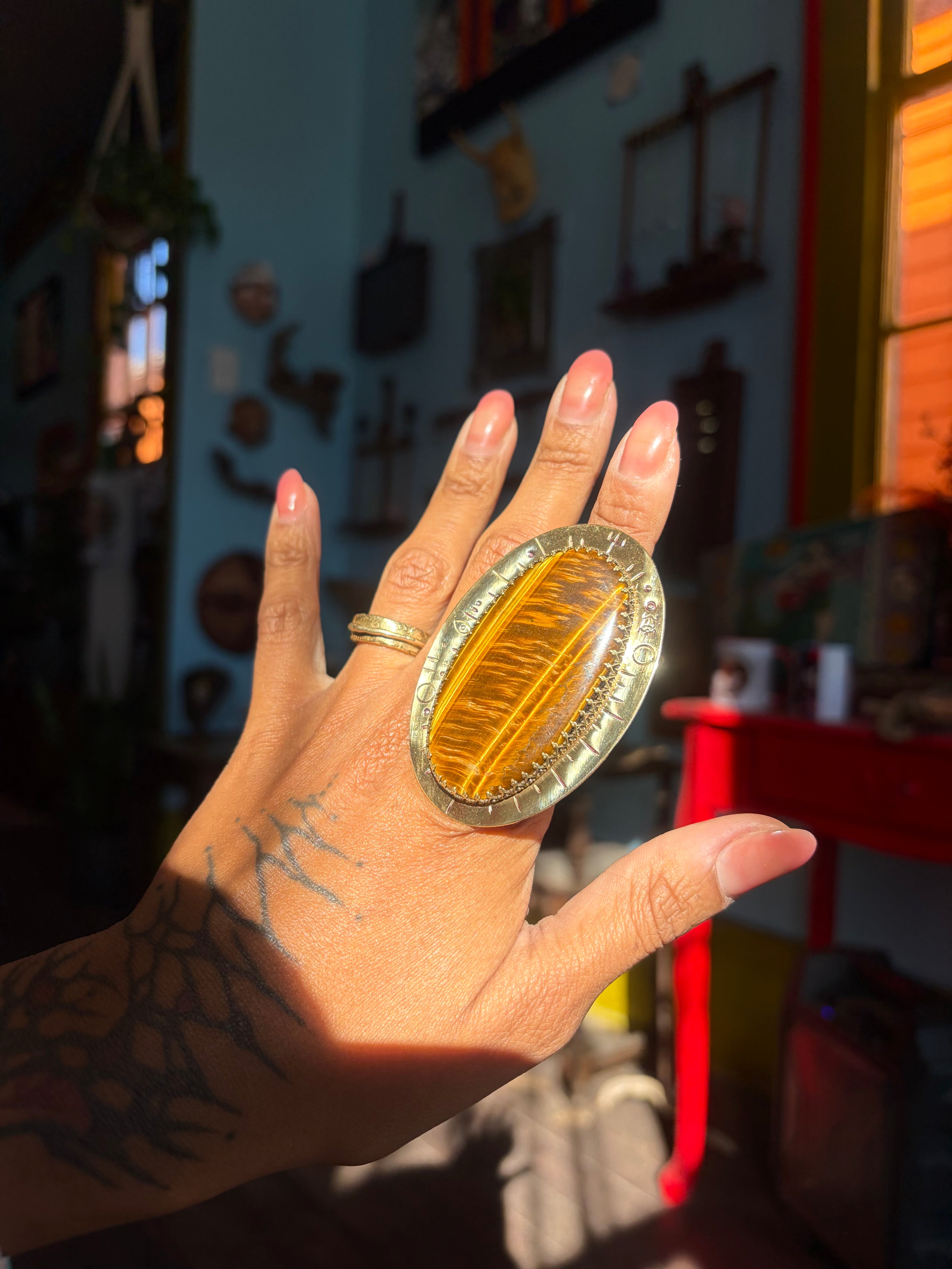 Tiger's Eye Sun Ray Ring