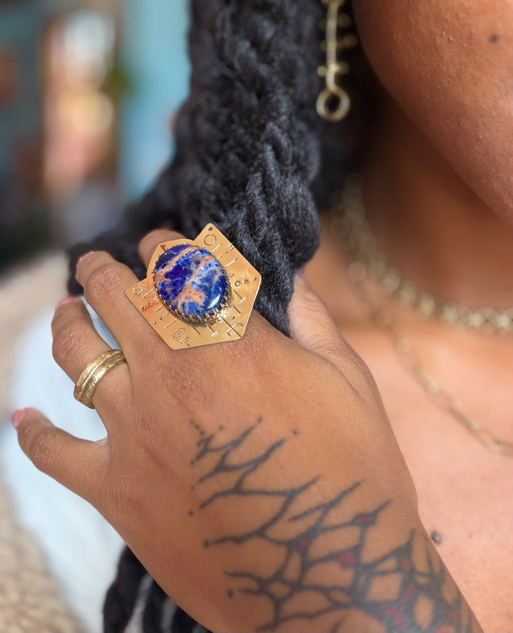 Sodalite Shield Ring