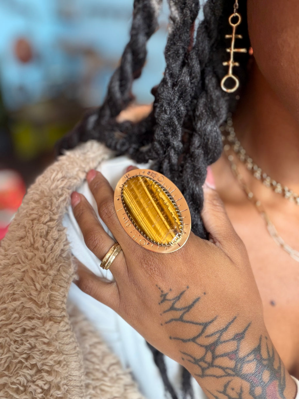 Tiger's Eye Sun Ray Ring