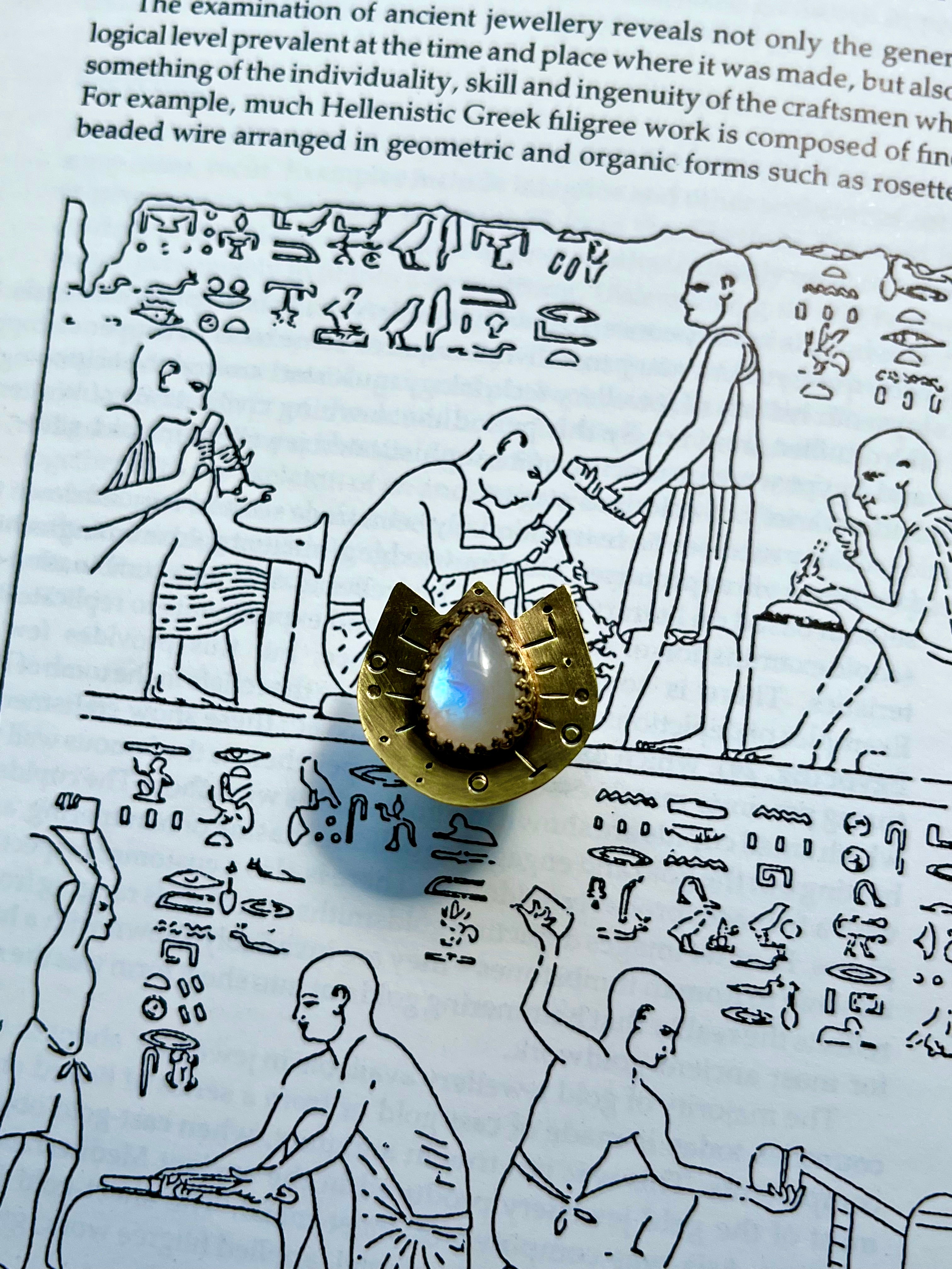 Rainbow Moonstone Wings Ring