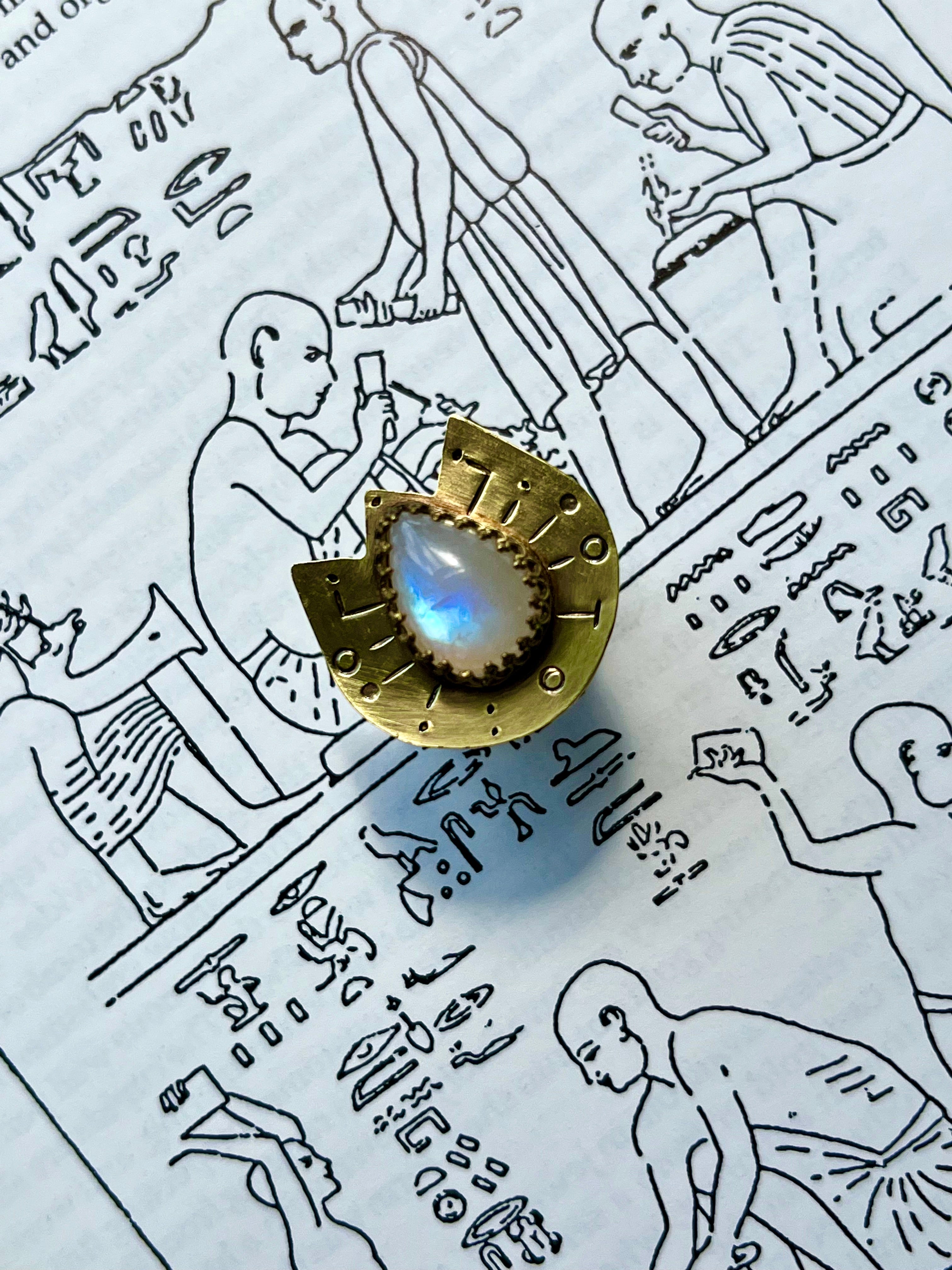 Rainbow Moonstone Wings Ring