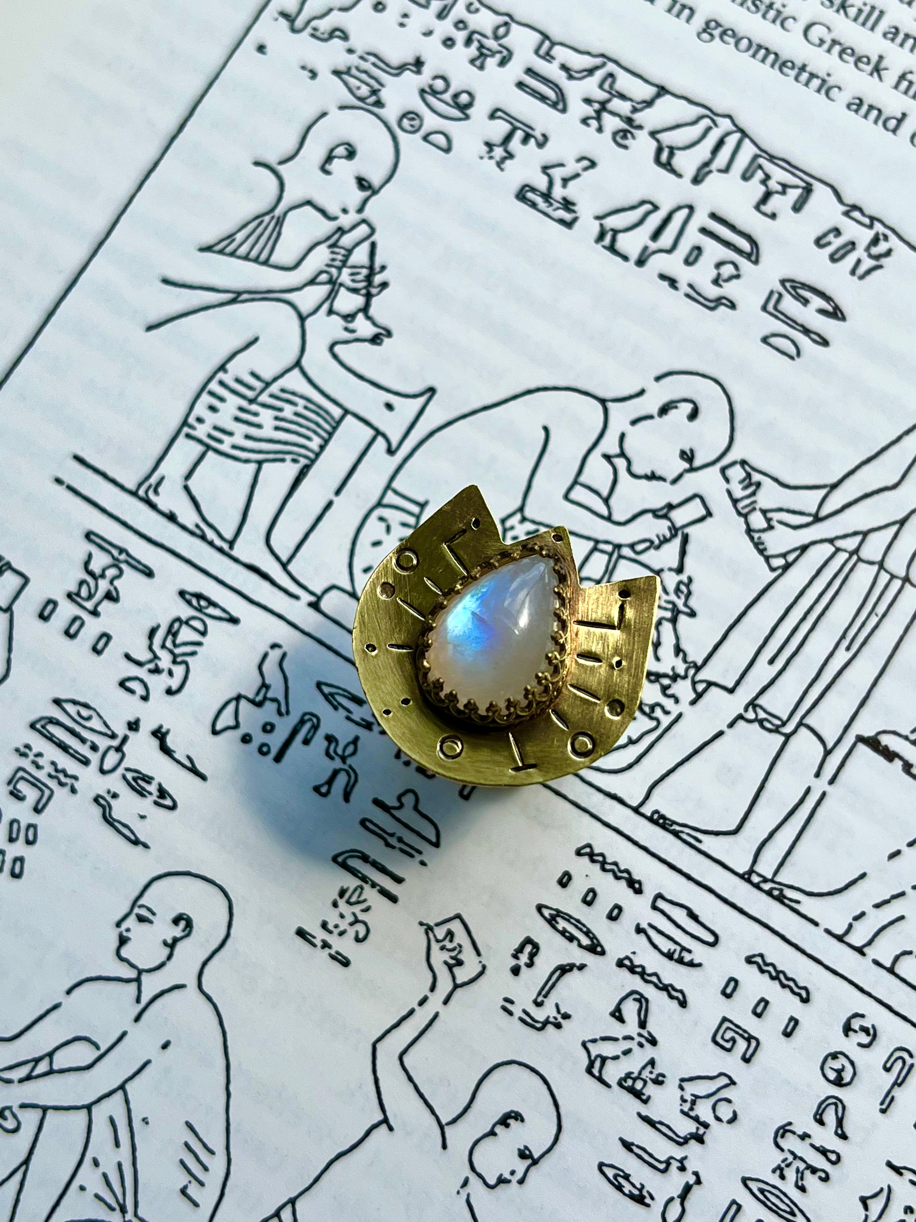 Rainbow Moonstone Wings Ring