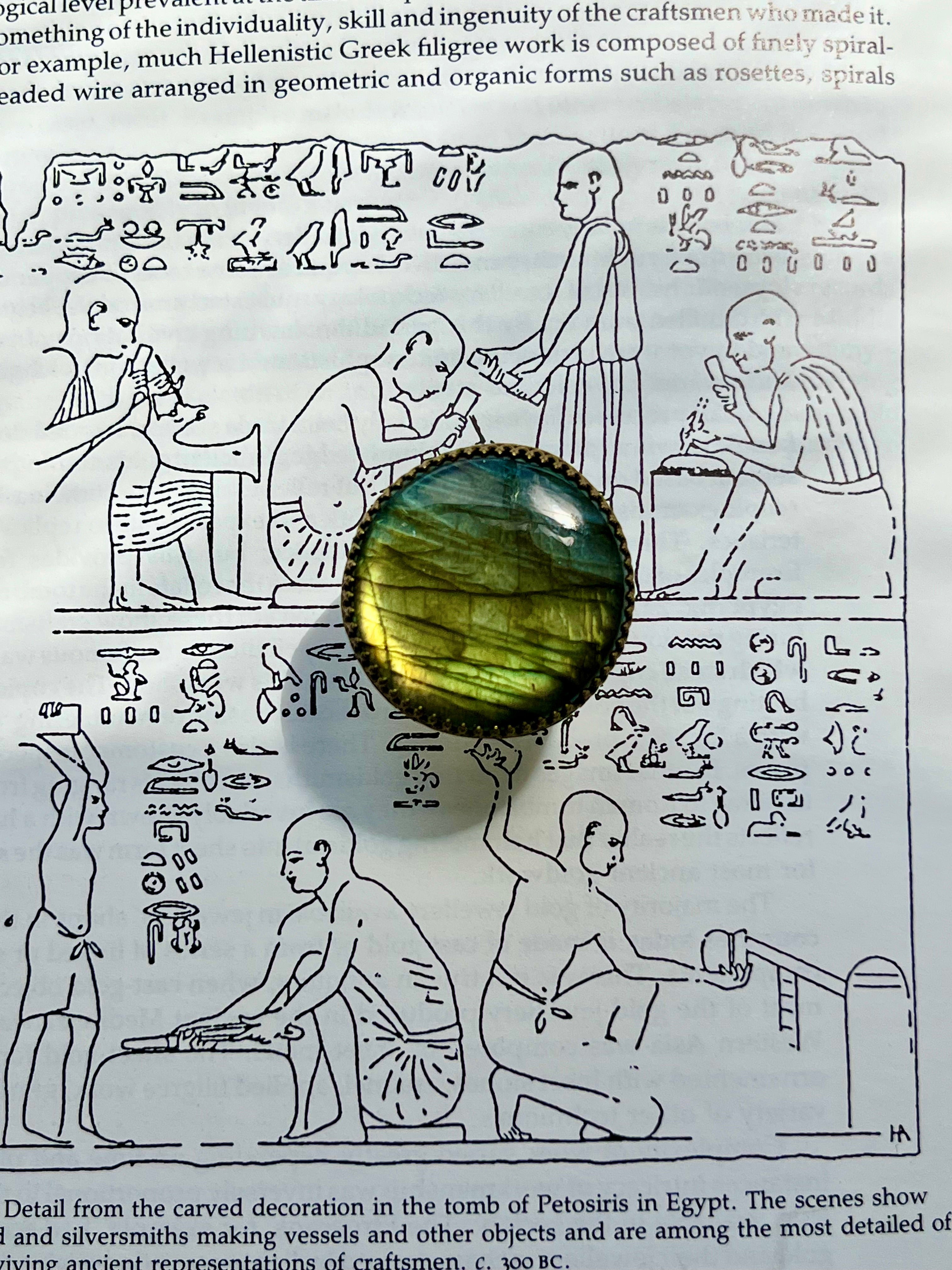 Labradorite Green-Gold Flash Adjustable Ring