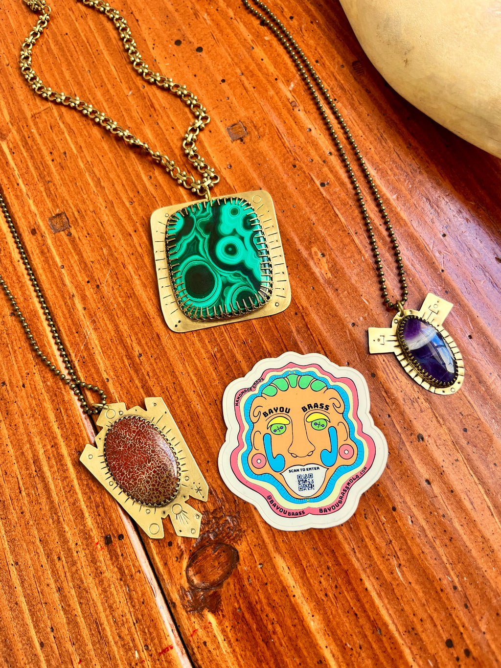 XL Malachite Heart Shield Necklace