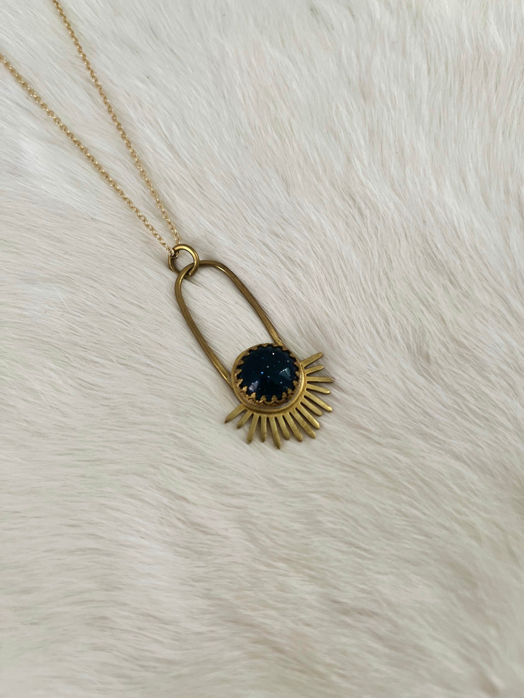 Blue Goldstone Aten Sundrop Necklace First Light