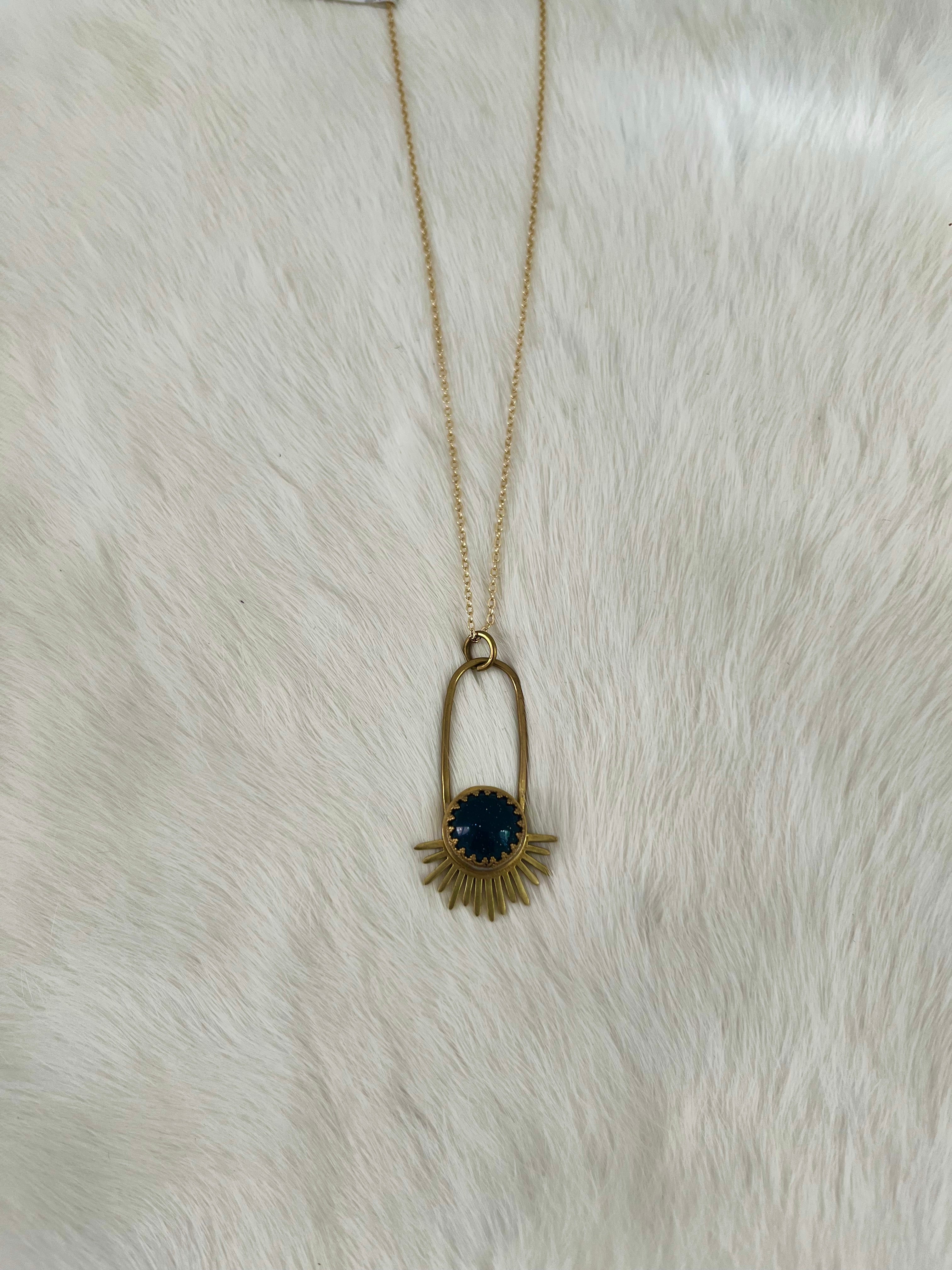 Blue Goldstone Aten Sundrop Necklace First Light