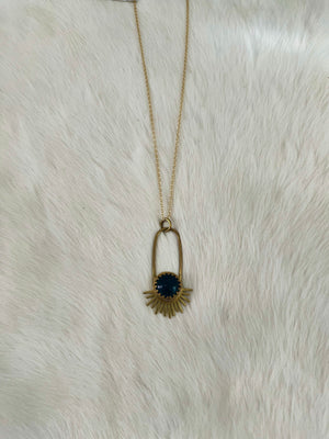 Blue Goldstone Aten Sundrop Necklace