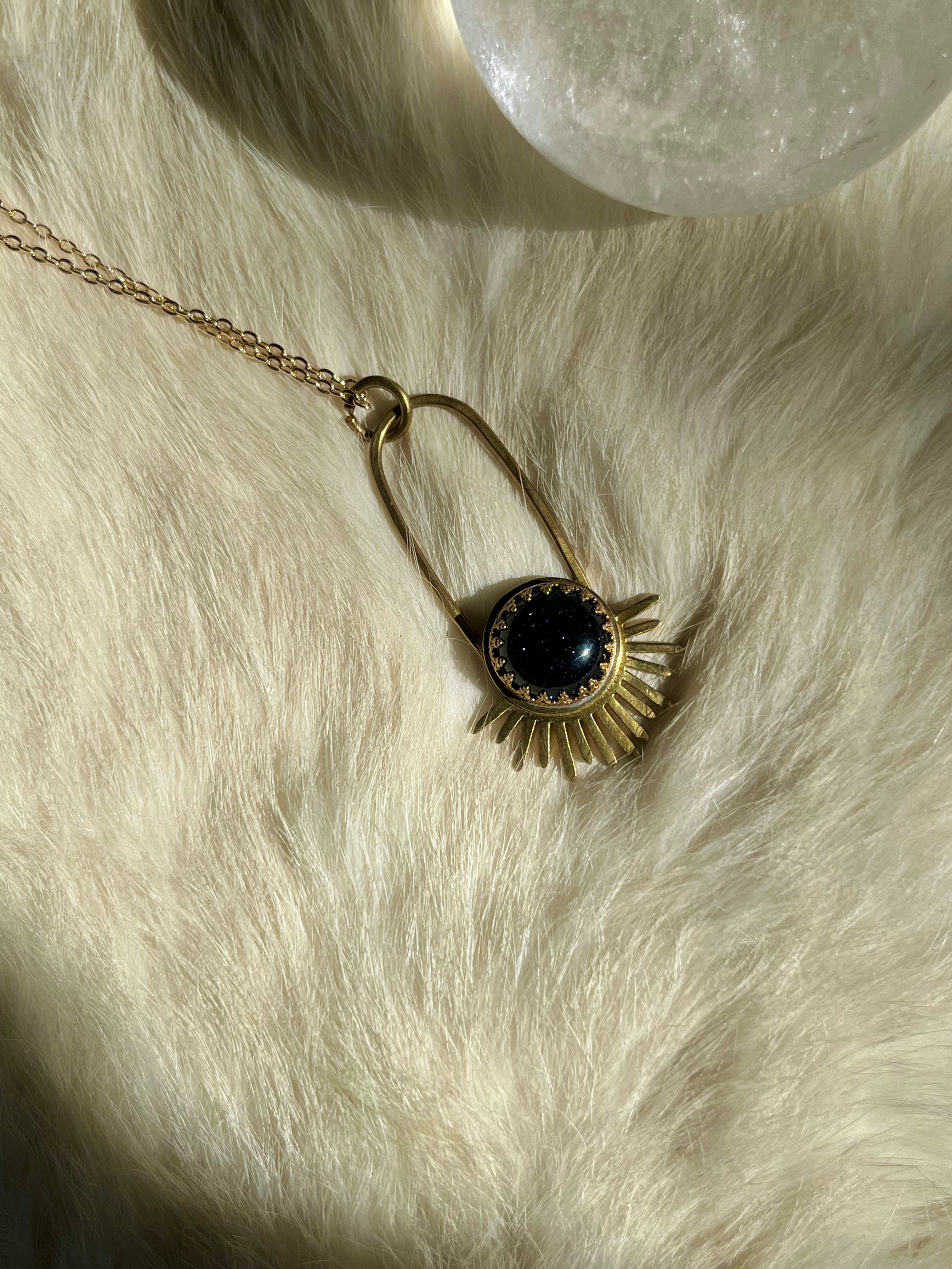 Blue Goldstone Aten Sundrop Necklace First Light