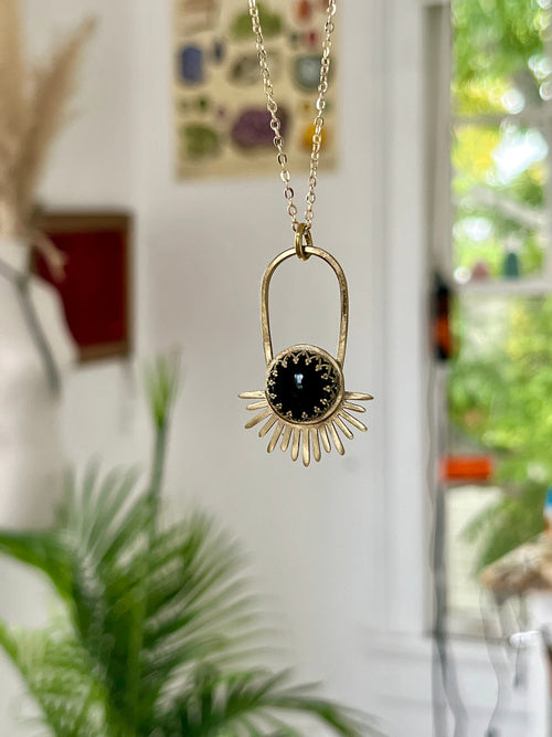 Black Obsidian Aten Sundrop Necklace First Light