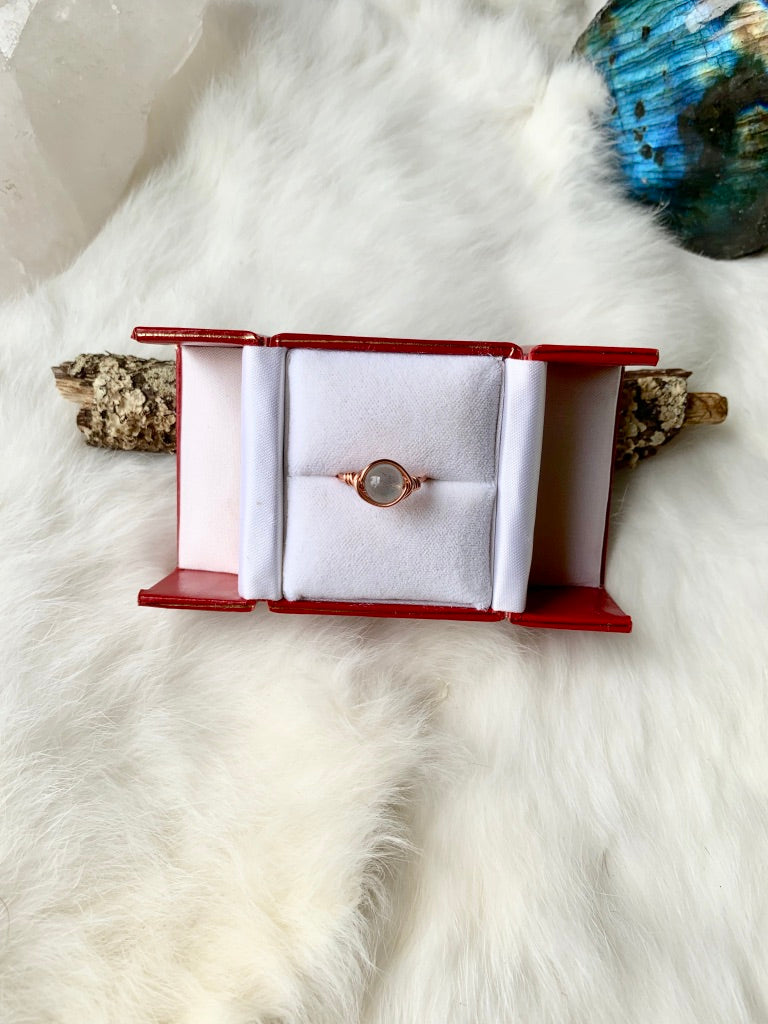 Moonstone Wrapped Copper Ring