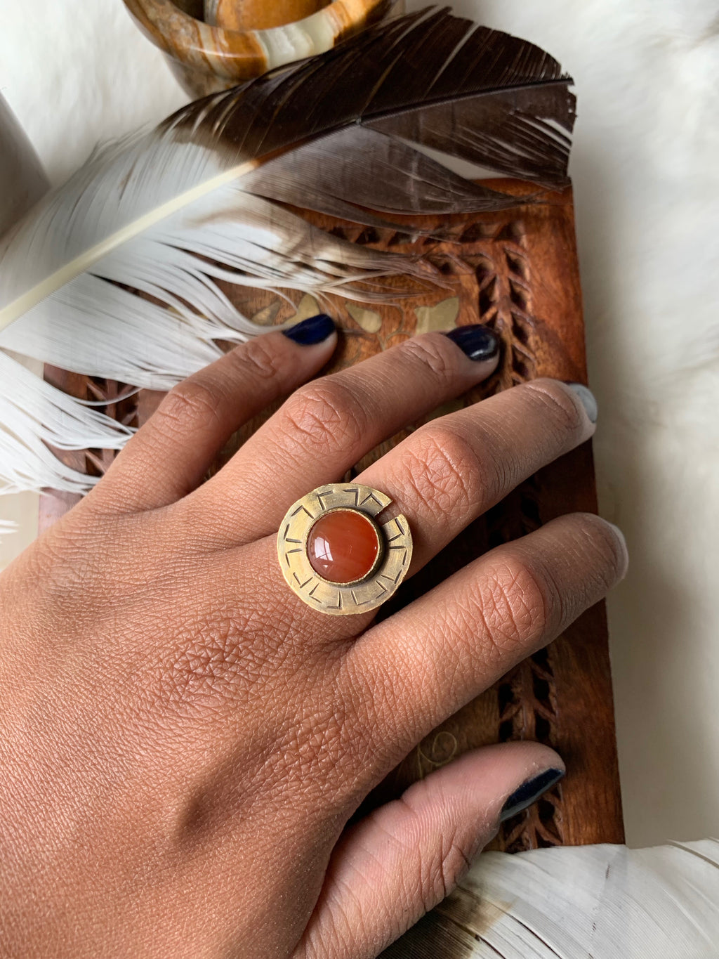 Carnelian Sunburst Ring