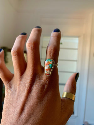 Til Death Coffin Mohave Copper Turquoise Ring