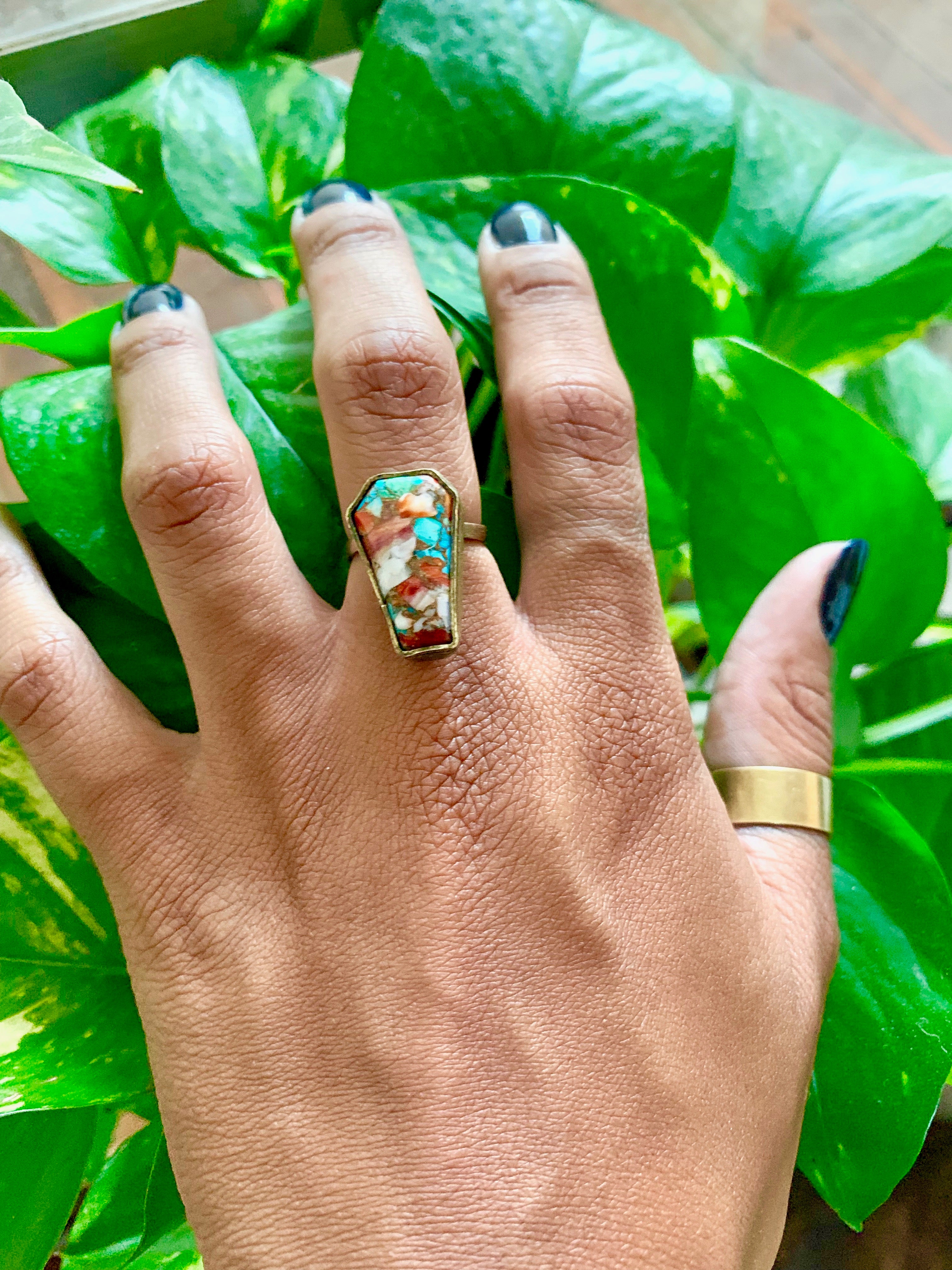Til Death Coffin Mohave Copper Turquoise Ring