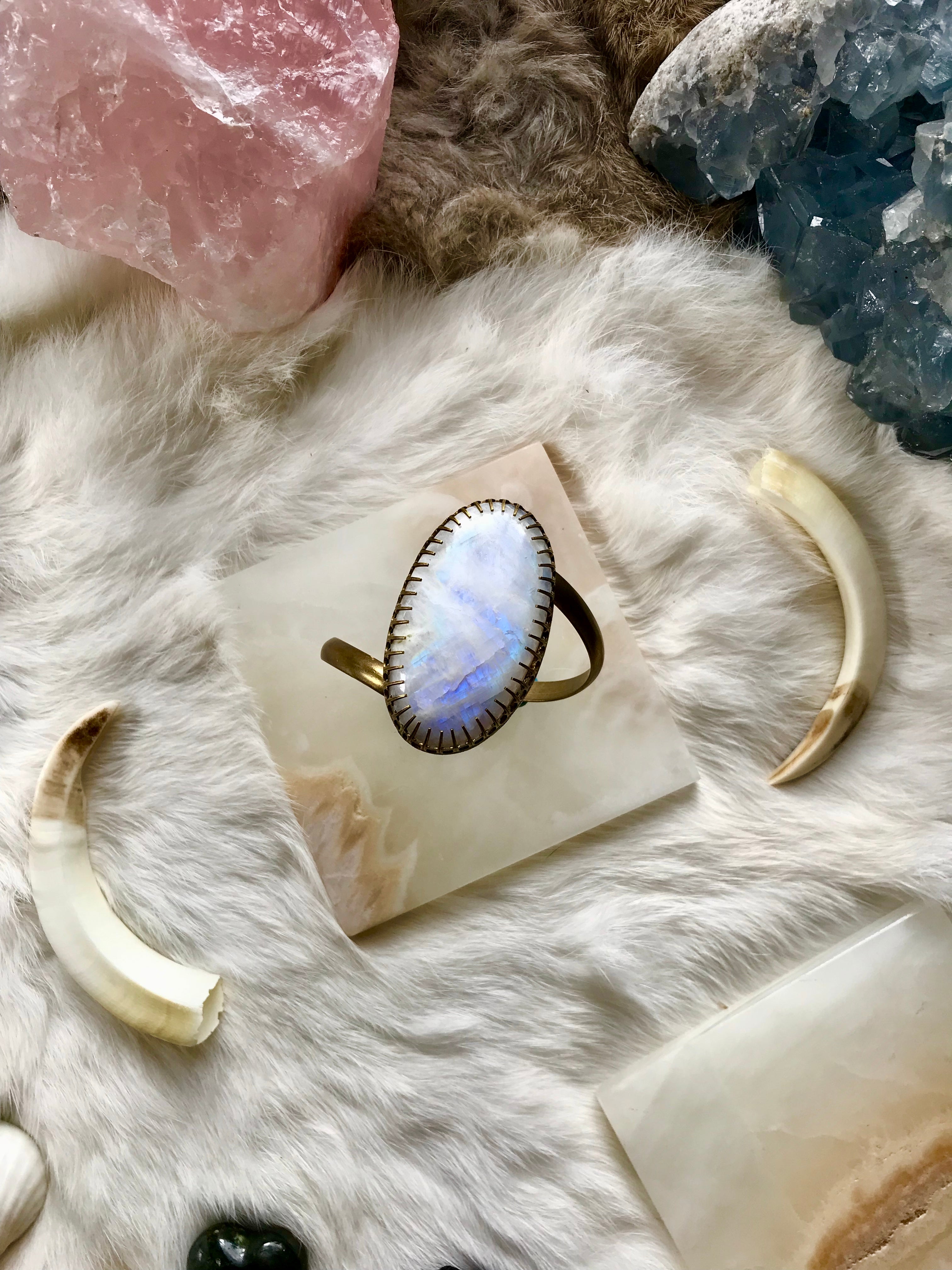 Rainbow Moonstone Cosmic Connection Cuff