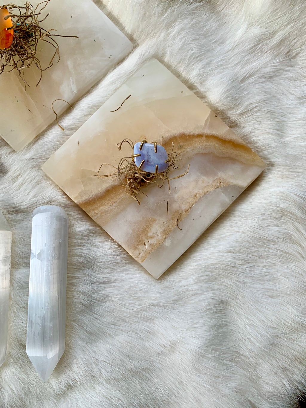 Blue Lace Agate 6 Prong Ring