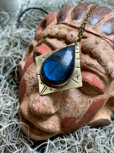 Brass Compass of Life Labradorite Necklace