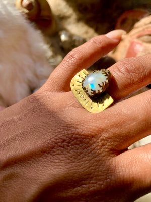 Fire and Ice Rainbow Moonstone Ring