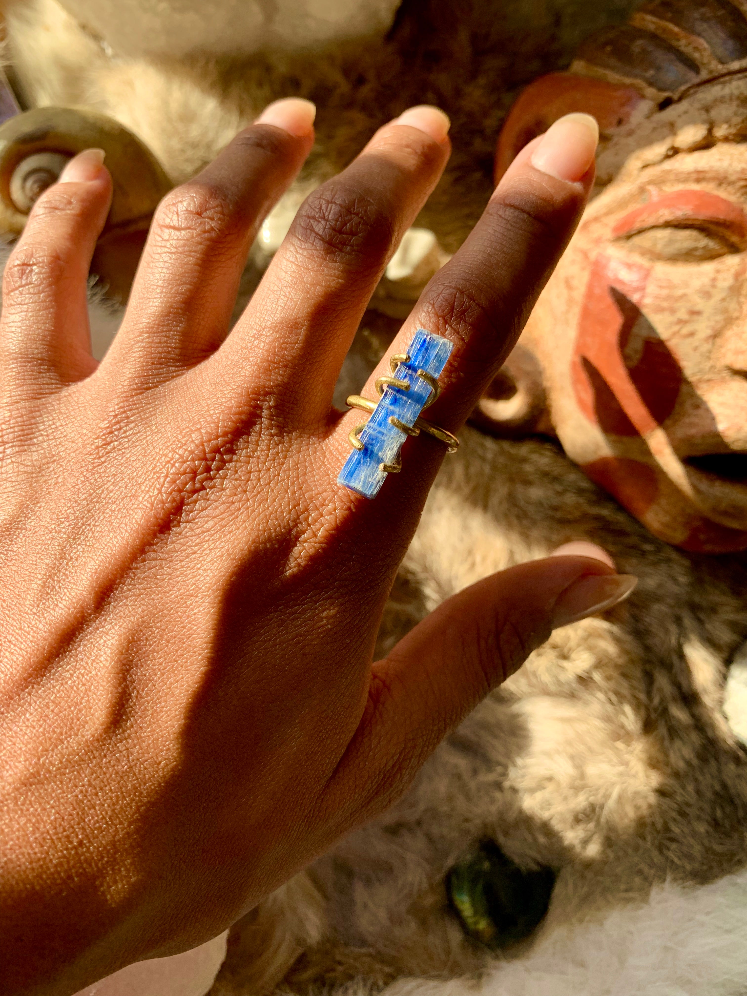 Blue Kyanite 6 Prong Ring