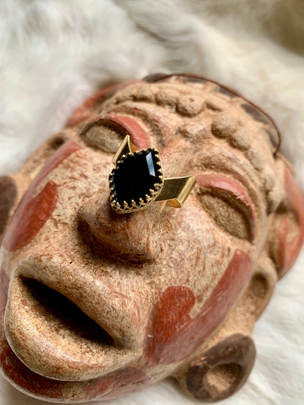 Black Onyx Faceted Ring
