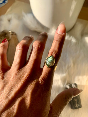 Spiritual Green Faceted Labradorite Ring