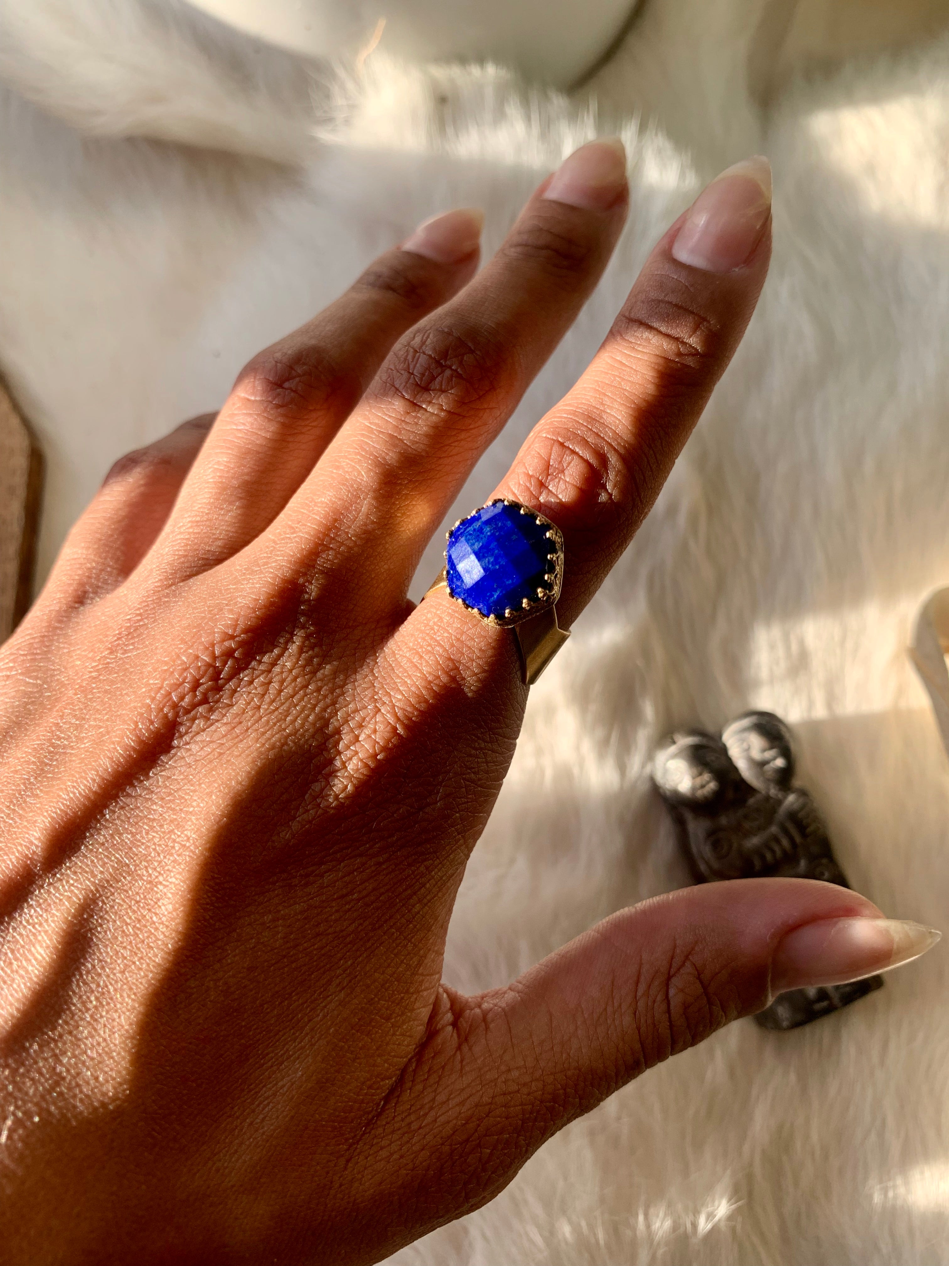 Your Highness Faceted Lapis Lazuli Hexagon Ring