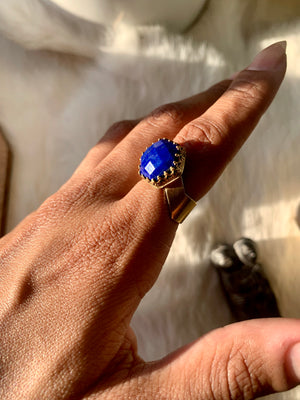 Your Highness Faceted Lapis Lazuli Hexagon Ring