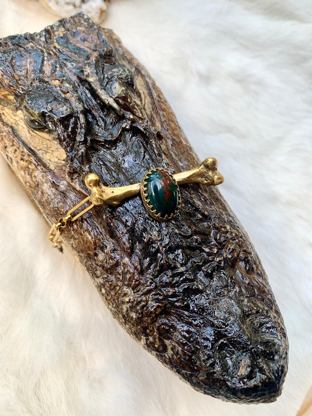 Bloodstone Bone Bracelet