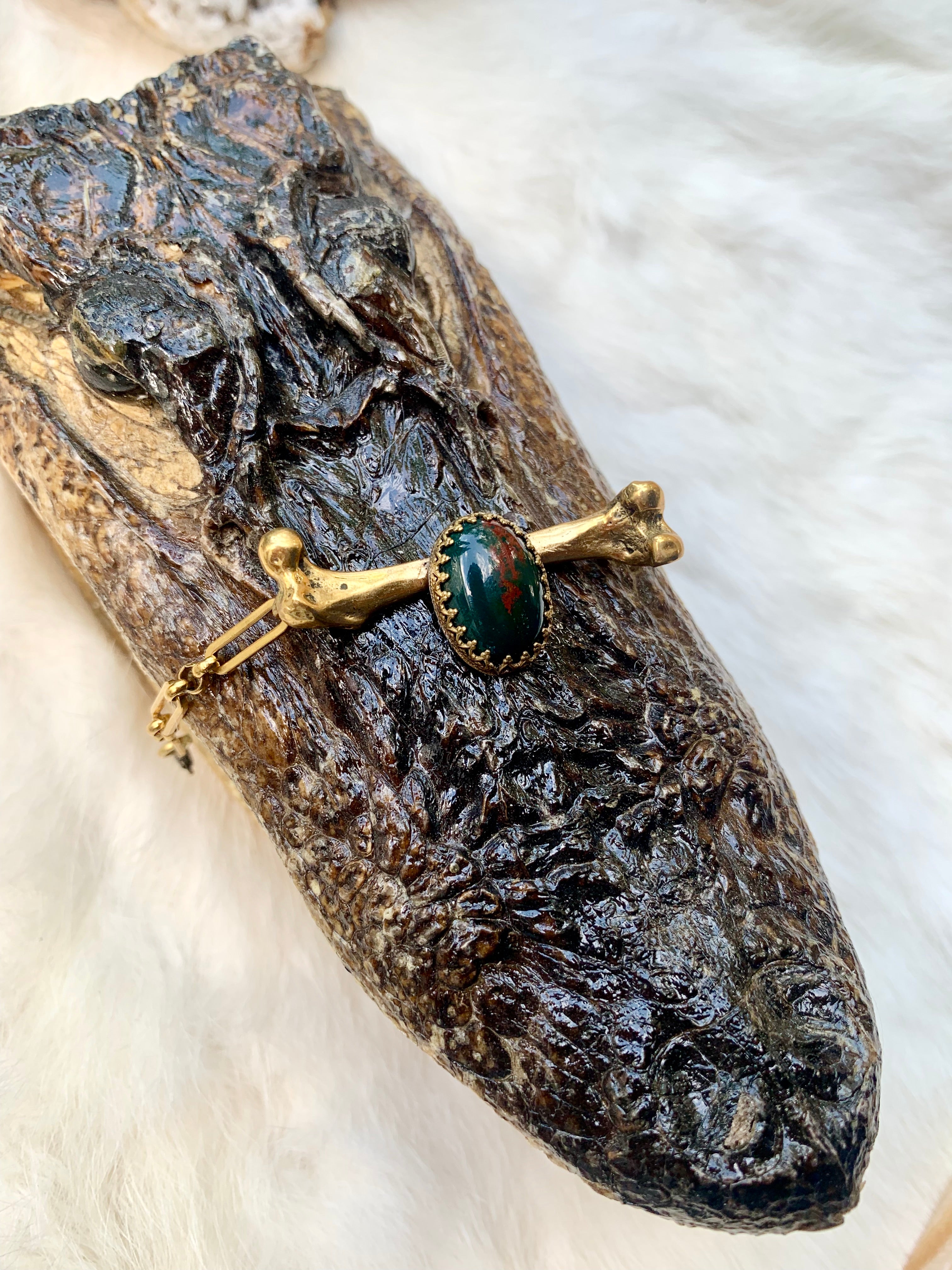 Bloodstone Bone Bracelet