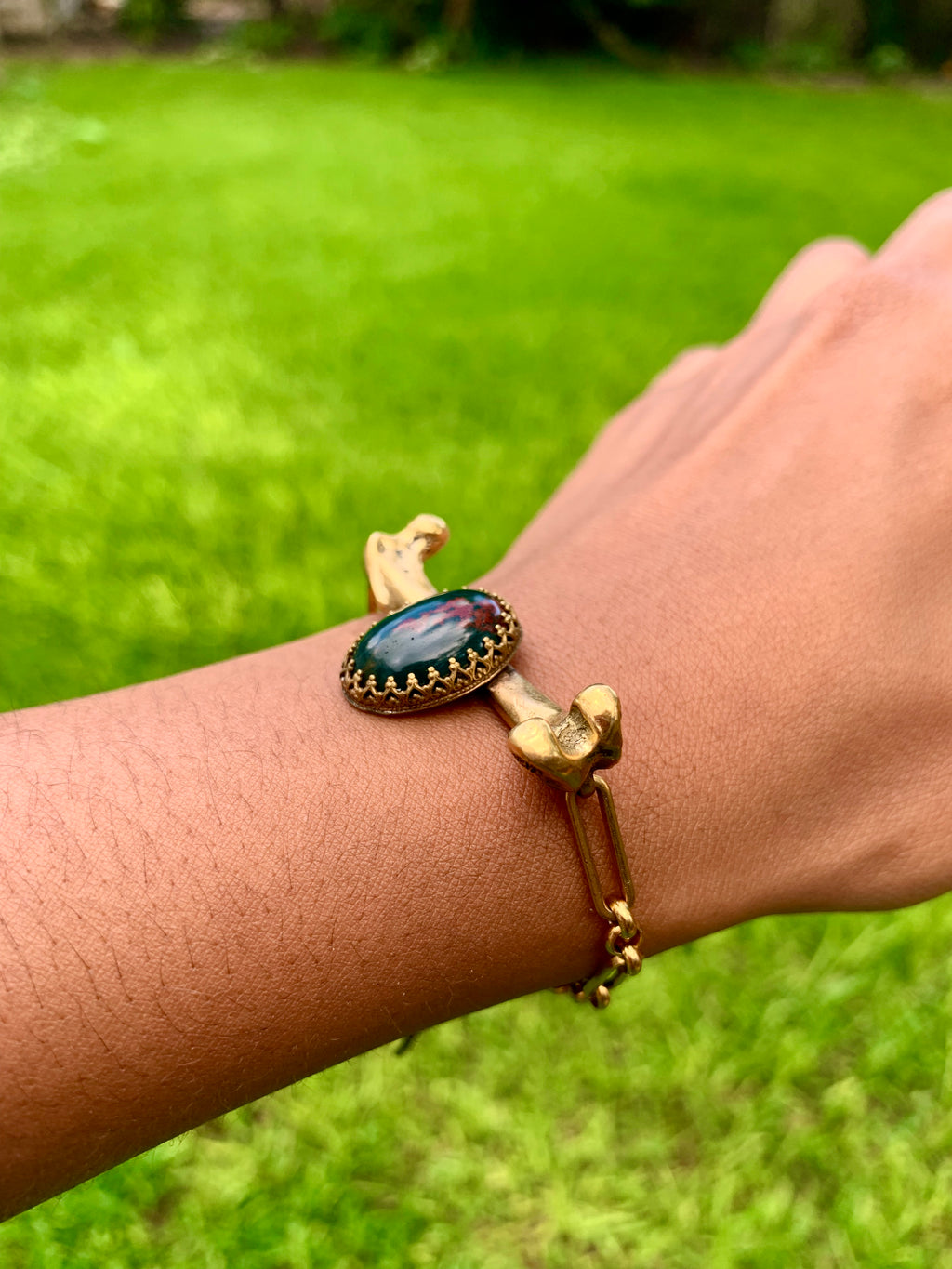 Bloodstone Bone Bracelet