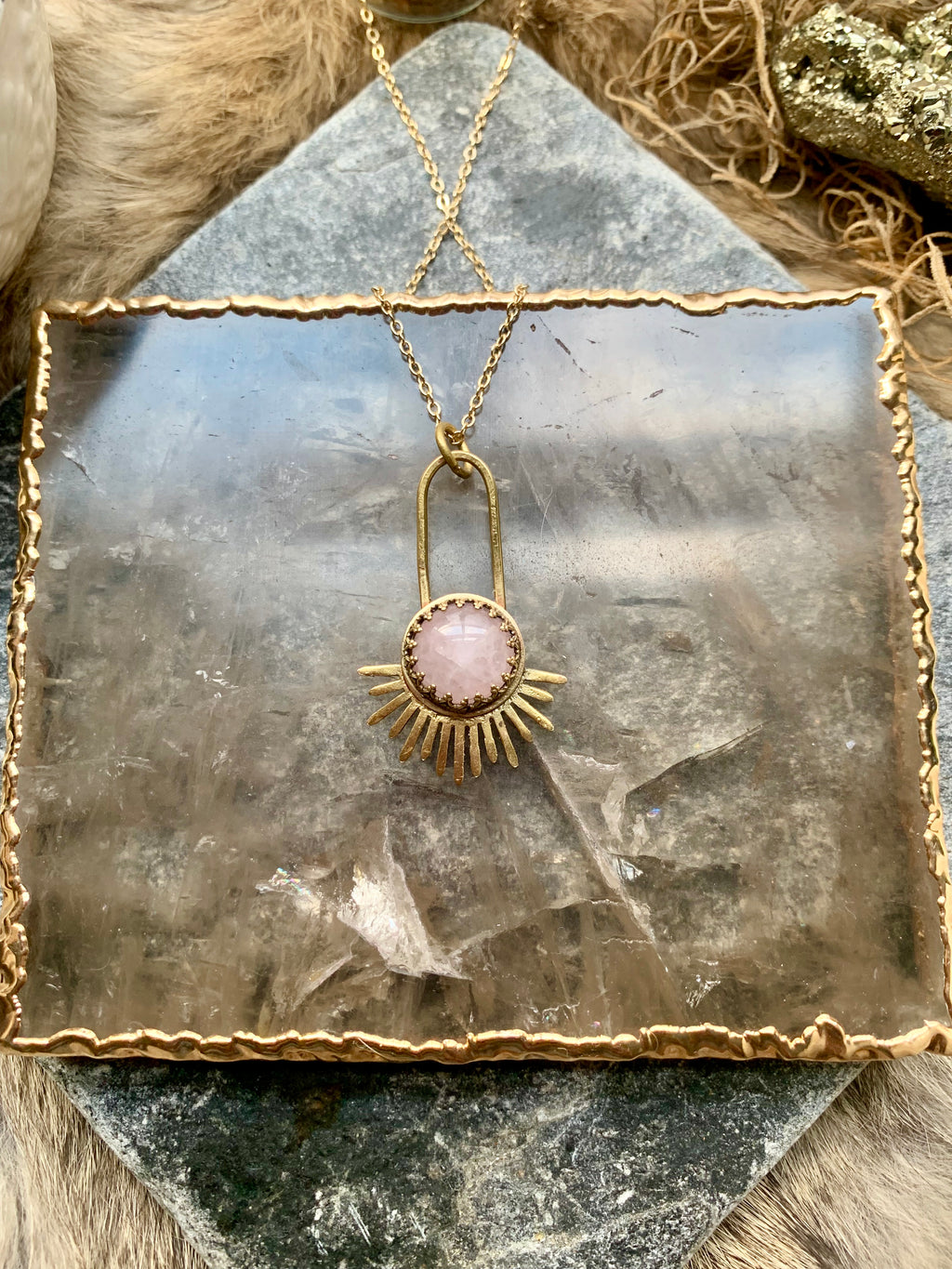 Rose Quartz Aten Sundrop Necklace First Light