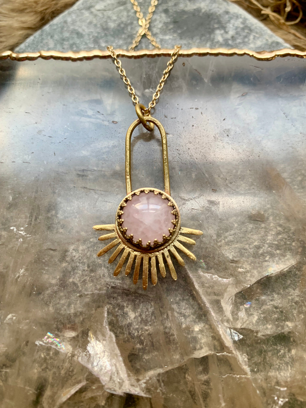 Rose Quartz Aten Sundrop Necklace First Light