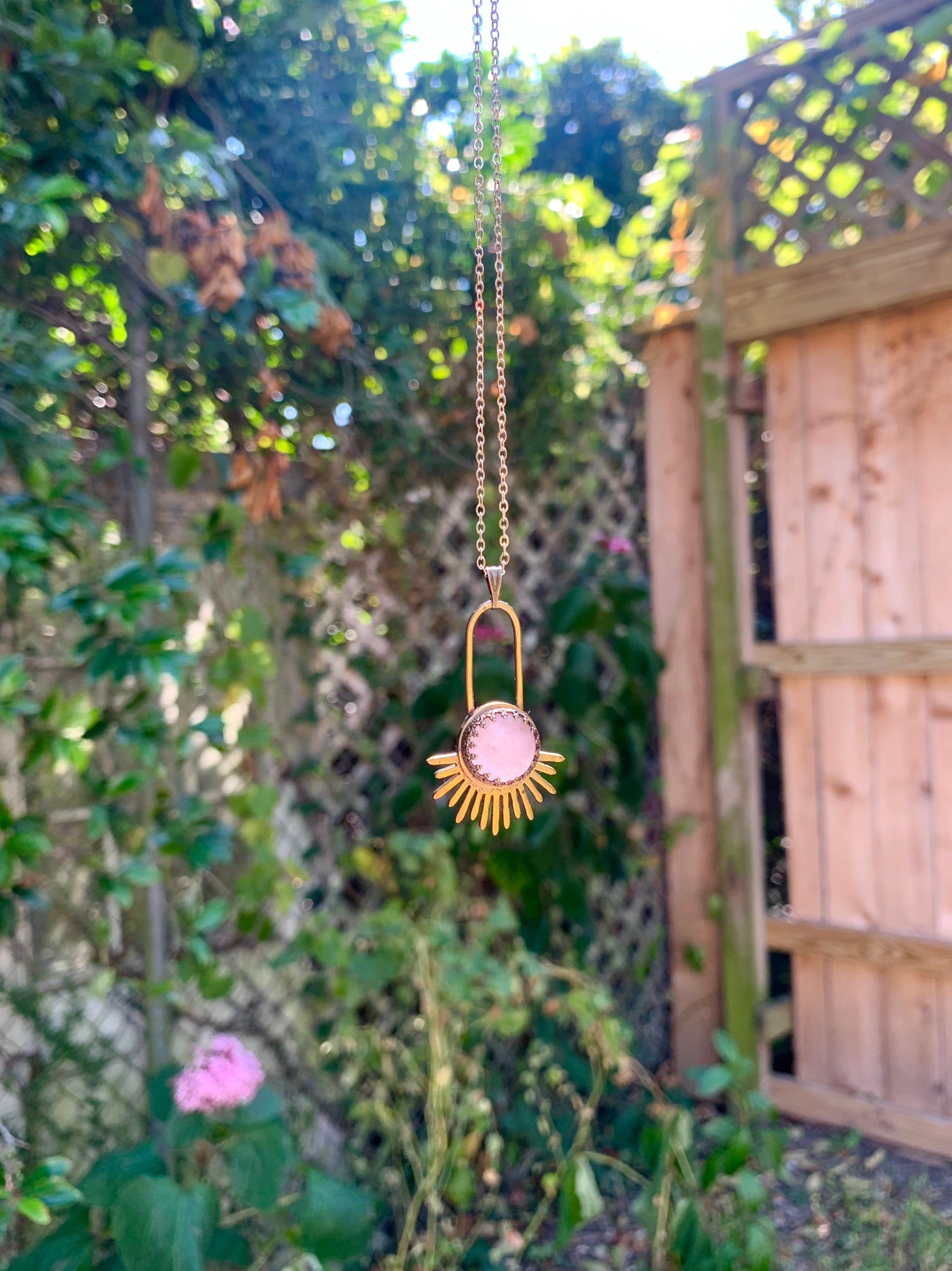 Rose Quartz Aten Sundrop Necklace First Light