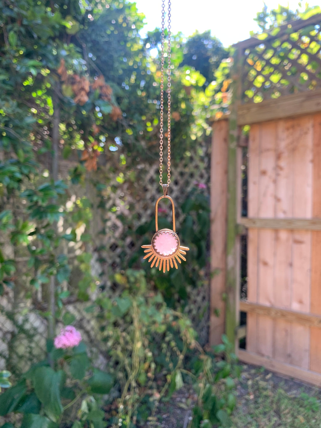 Rose Quartz Aten Sundrop Necklace First Light